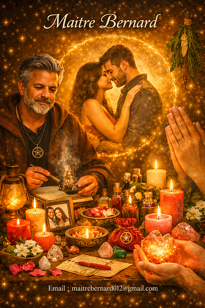 Réactivez le lien affectif grâce au rituel spirituel de Maître Bernard, expert en réconciliation amoureuse.