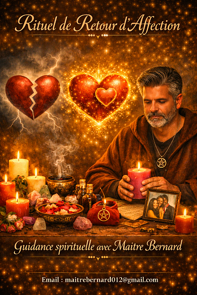 Rétablissez un lien émotionnel grâce au retour d’affection spirituel guidé par Maître Bernard.