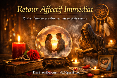 Le Maître Bernard propose un retour affectif immédiat pour raviver les sentiments et rétablir l’amour après une séparation. Rituel puissant, soutien moral et résultats rapides pour retrouver l’équilibre émotionnel.